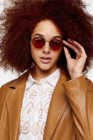 Topshop HENDRIX Orange Round Sunglasses | summer eyewear