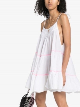 Honorine Peri Stripe Cotton Mini Dress White | shoulder-tie sundress - flipped