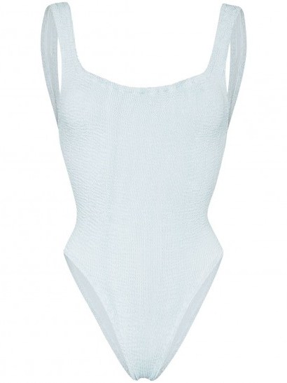 HUNZA G square-neck swimsuit ~ pale blue swimsuits - flipped