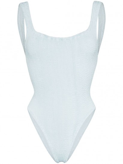 HUNZA G square-neck swimsuit ~ pale blue swimsuits