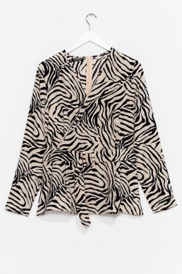 I Herd You Say Plus Zebra Belted Blouse - flipped
