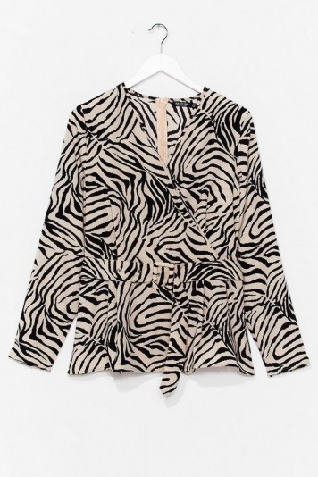 I Herd You Say Plus Zebra Belted Blouse
