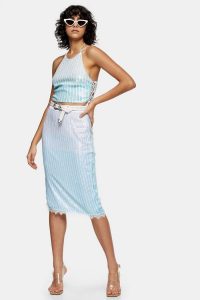 TOPSHOP IDOL Mint Ombre Sequin Skirt / side slit skirts