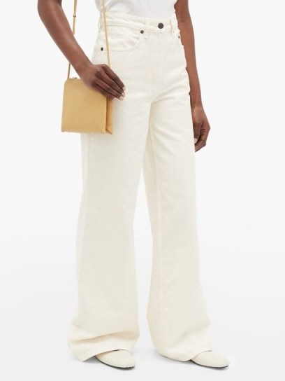 THE ROW Issa high-rise cotton wide-leg jeans in cream - flipped