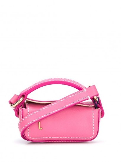 JACQUEMUS Piccola pink-leather mini bag / tiny crossbody - flipped