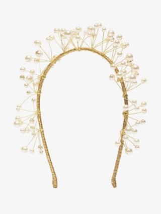 Jennifer Behr Gold Tone Primavera Pearl Headband / headbands for mermaids / mermaid hair accessory