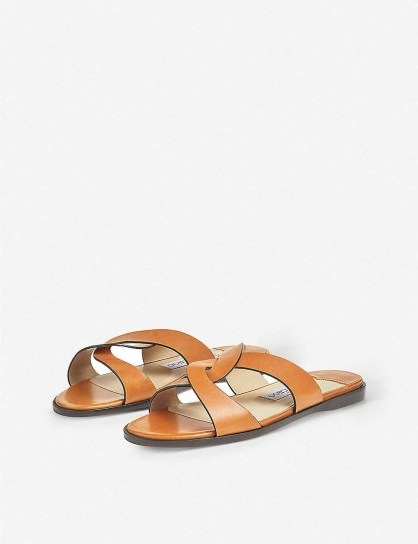 JIMMY CHOO Atia flat leather sandals / cross-over front flats - flipped