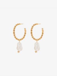 Joanna Laura Constantine Gold-Plated Twist Wire Pearl Hoop Earrings / large baroque pearls