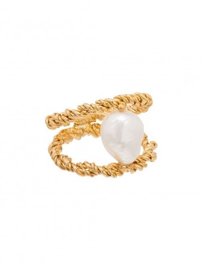 JOANNA LAURA CONSTANTINE Twist Wire gold-plated pearl ring - flipped