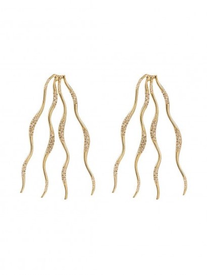 JOANNA LAURA CONSTANTINE Waves pavé earrings | crystal embellished wave drops - flipped