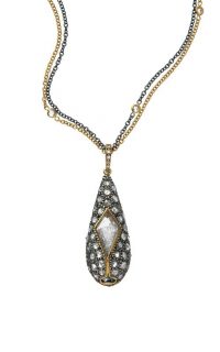 Moritz Glik 18K Gold, Blackened Silver, Diamond And Sapphire Necklace / luxe pendants