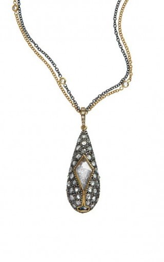 Moritz Glik 18K Gold, Blackened Silver, Diamond And Sapphire Necklace / luxe pendants - flipped