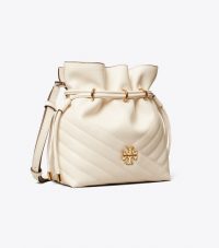 Tory Burch KIRA CHEVRON MINI BUCKET BAG in New Ivory / luxury summer handbag / drawstring pouch bags