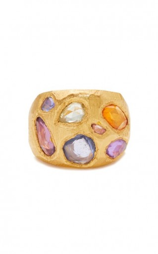 Page Sargisson 18KT Gold Rainbow Sapphire Cocktail Ring / chunky gemstone rings