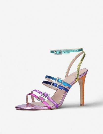 KURT GEIGER LONDON Pierra rainbow leather heeled sandals – strappy heels - flipped