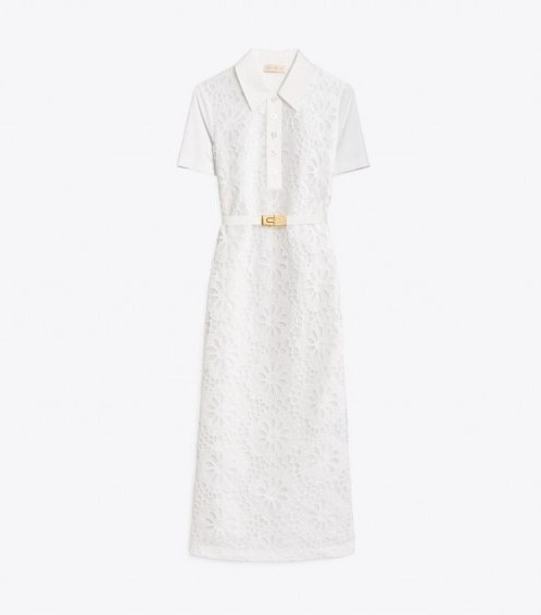 Tory Burch LACE POLO DRESS / white summer dresses - flipped