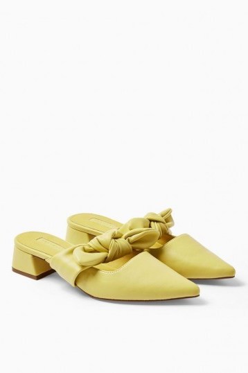 Topshop LAGOON Yellow Bow Mules | point toe mule - flipped