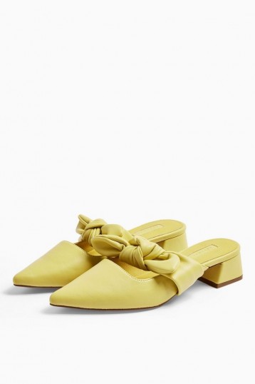 Topshop LAGOON Yellow Bow Mules | point toe mule