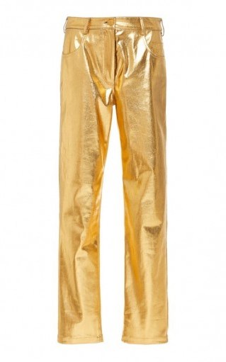 Area Lamé Straight-Leg Pants in Gold - flipped