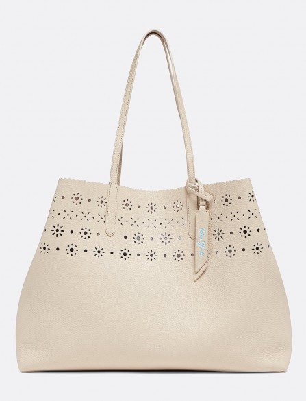 DRAPER JAMES Laser Cut Reverisible Tote in Putty