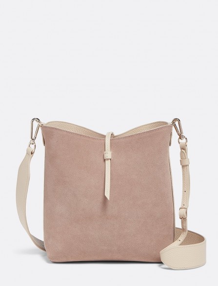 DRAPER JAMES Leather Reversible Bucket Bag in Putty