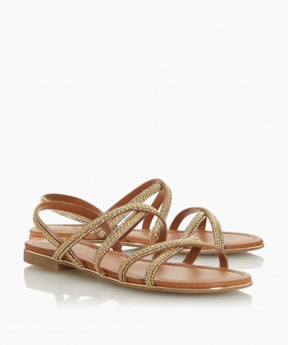 Dune Lecture Gold Braided Diamante Strap Sandal - flipped
