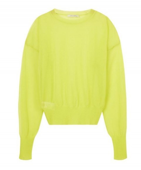 PALOMA WOOL Leds See-Through Puff-Sleeve Sweater in Lemon Grass Yellow - flipped