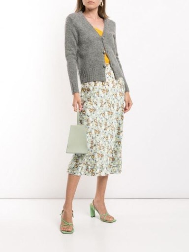LEE MATHEWS Bella floral-print silk skirt / green summer skirts - flipped