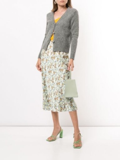 LEE MATHEWS Bella floral-print silk skirt / green summer skirts