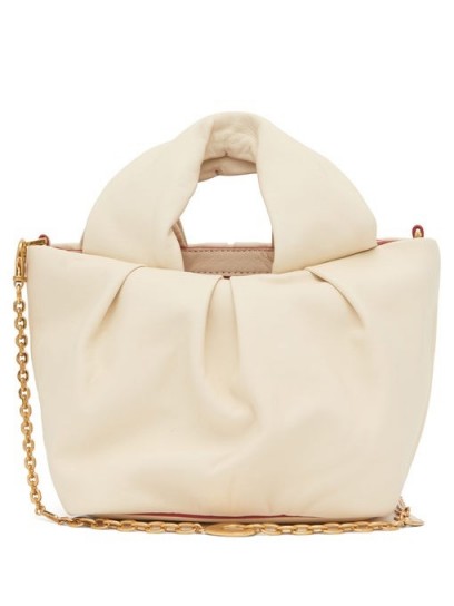 STAUD Lera chain-strap cream-leather top handle bag ~ small luxurious tote