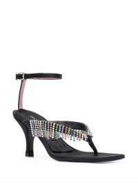 LES PETITS JOUEURS Ardith embellished sandals in black leather