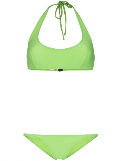 LISA MARIE FERNANDEZ Amber green crêpe halter bikini - flipped
