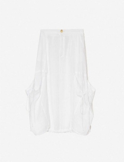 LOEWE Loewe x Paula’s linen and cotton-blend cargo midi skirt ~ white pocket detail skirts - flipped