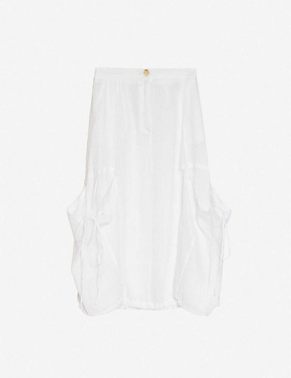 LOEWE Loewe x Paula’s linen and cotton-blend cargo midi skirt ~ white pocket detail skirts