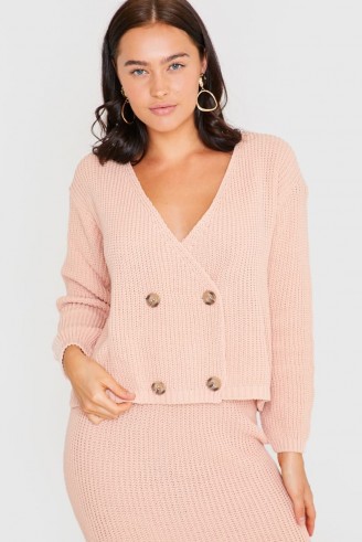 LORNA LUXE BLUSH COPENHAGEN DOUBLE BREASTED KNITTED CARDIGAN