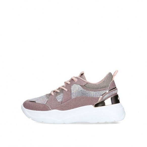 CARVELA LOUDER PINK Embellished Chunky Trainers | sports luxe trainer - flipped