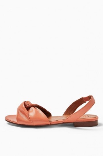 LUCKY Blush Pink Leather Knot Slingback Flat Shoes / pretty summer flats - flipped