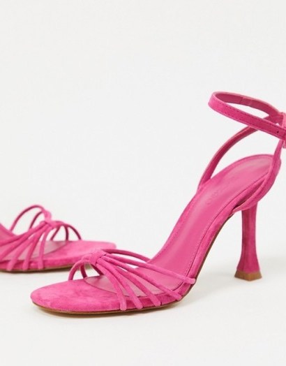 Mango high heeled suede sandals in pink - flipped