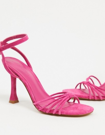 Mango high heeled suede sandals in pink