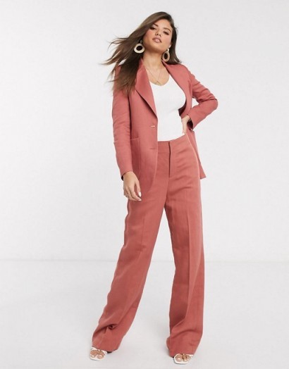 Mango premium blazer and trouser suit in pink – pant suits