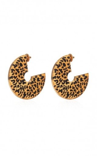 Mignonne Gavigan Mega Hoop Leopard-Print 18K Gold-Plated Earrings - flipped