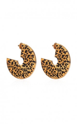 Mignonne Gavigan Mega Hoop Leopard-Print 18K Gold-Plated Earrings
