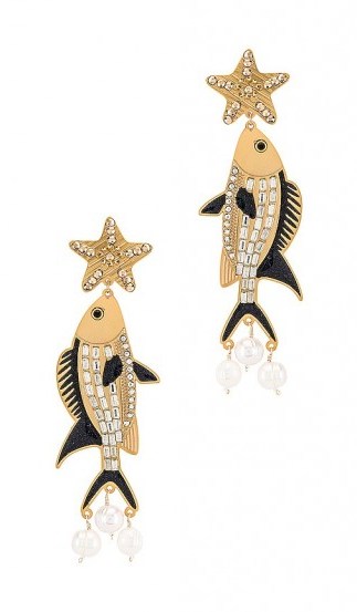 Mercedes Salazar Isla Earring | crystal fish earrings | ocean inspired drops - flipped