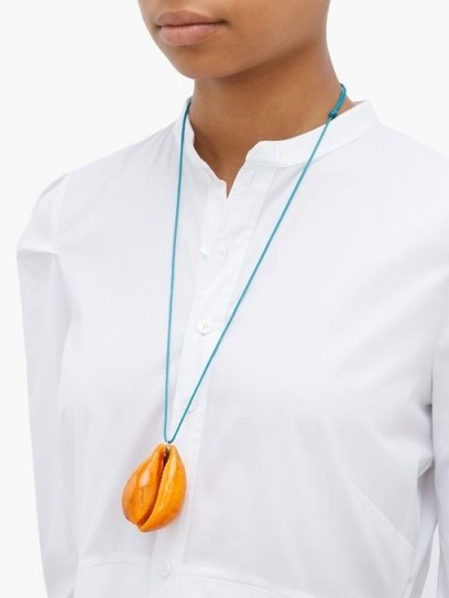 AURÉLIE BIDERMANN Merco orange lacquered-shell charm necklace - flipped