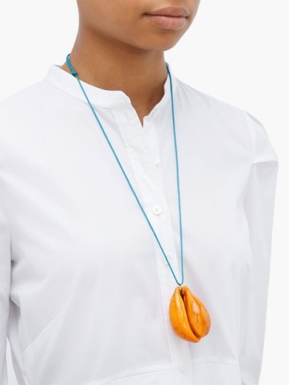 AURÉLIE BIDERMANN Merco orange lacquered-shell charm necklace