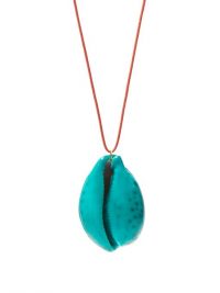 AURÉLIE BIDERMANN Merco green lacquered-shell charm necklace / large seashell pendants