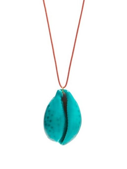 AURÉLIE BIDERMANN Merco green lacquered-shell charm necklace / large seashell pendants - flipped