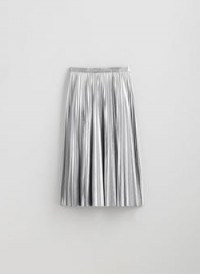 tibi Metallic Nylon Pleated Skirt Silver - flipped