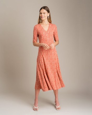 JIGSAW MINI BLOCK TEA DRESS PAPRIKA / dresses with swish - flipped