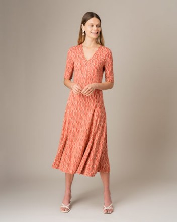 JIGSAW MINI BLOCK TEA DRESS PAPRIKA / dresses with swish